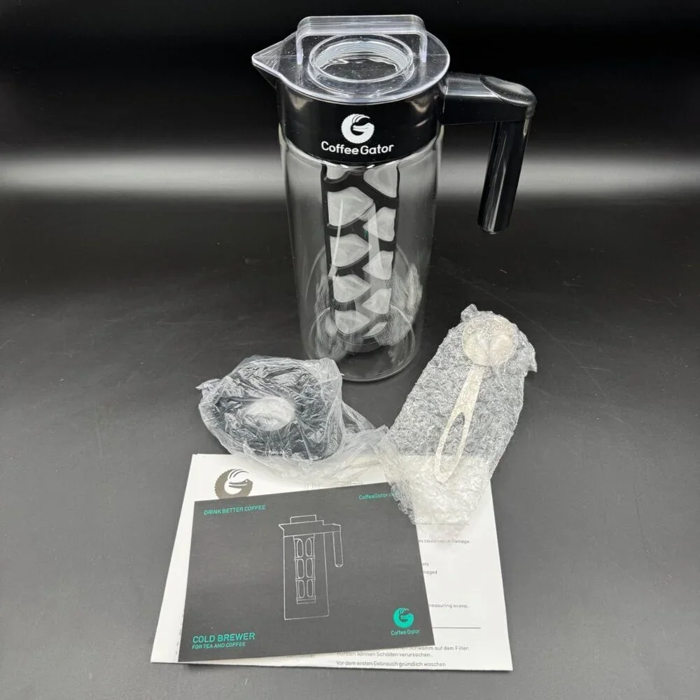 Coffee Gator Cold Brew Coffee Maker 47 Oz Iced Tea & Coffee Pitcher W/Glass